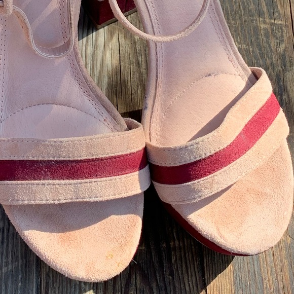 TopShop Suede Platform Sandals pink burgundy NWOB - Picture 5 of 7